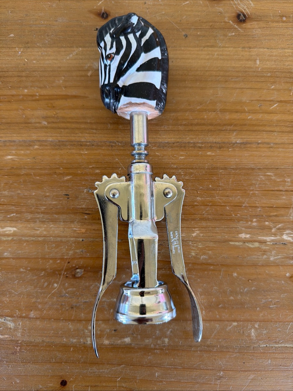 Zebra-Handle Winged Corkscrew Cork Opener - Black and White made in Italy